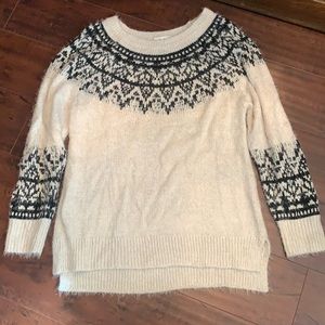 Soft fuzzy fair isle tunic sweater